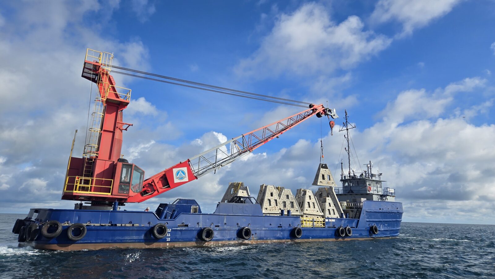 A boat with artificial reefs