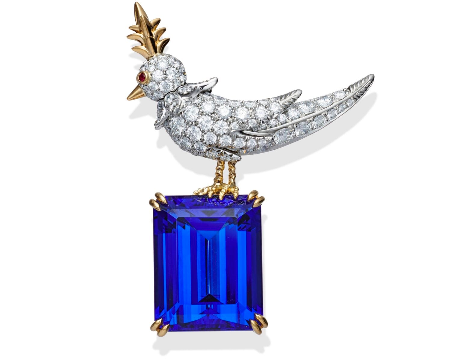 Diamond artwork of a bird on a jewel