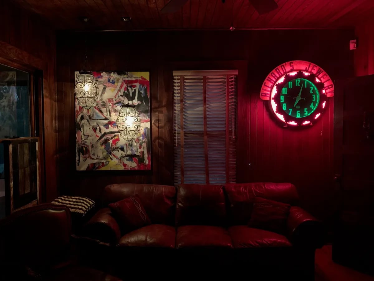 darkened interior