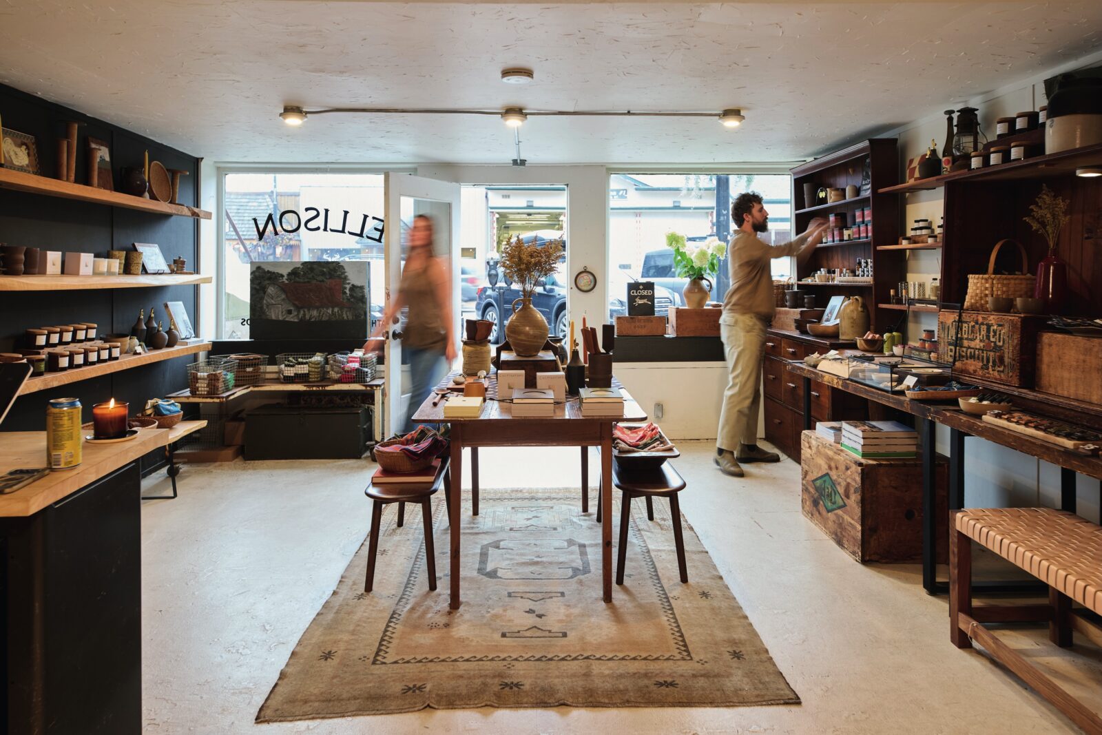 Inside a shop