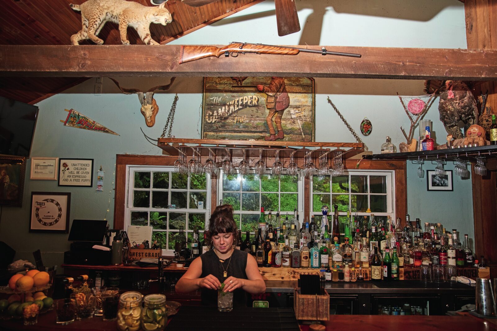 Inside a restaurant bar
