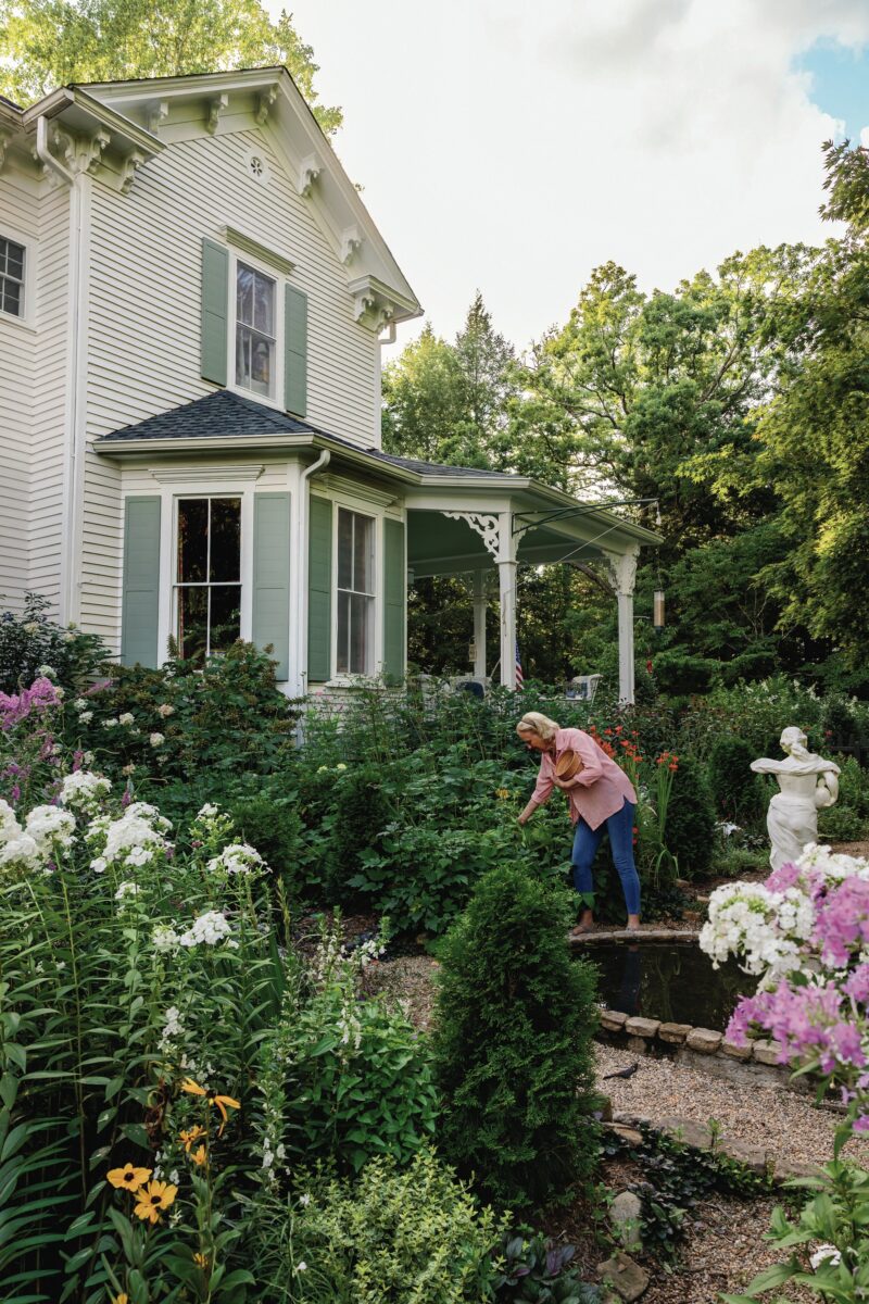A woman in a garden