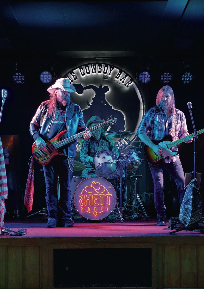 A band plays on a stage