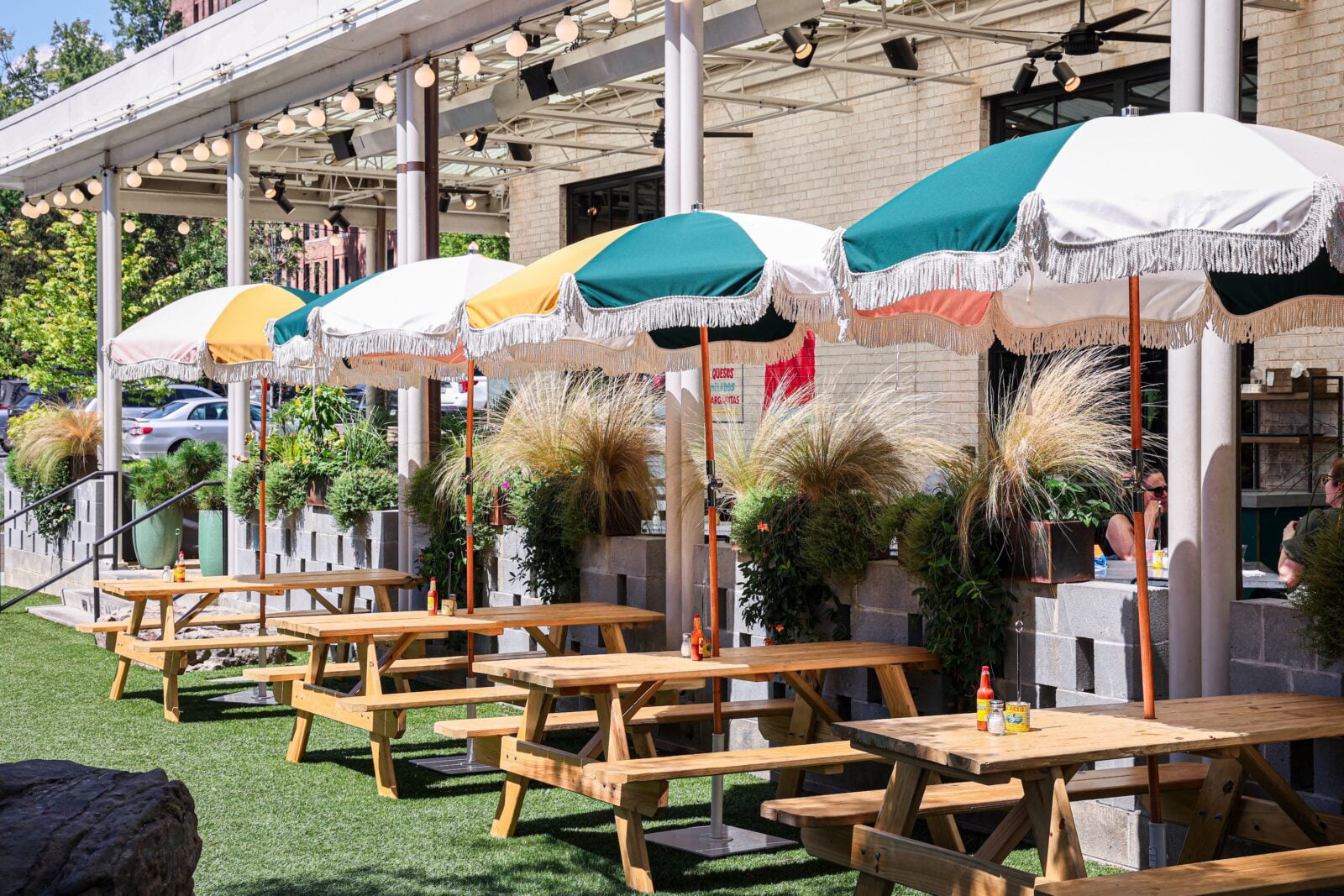 Outdoor seating at a restaurant