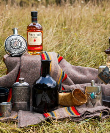 A setup of whiskey vintage barware