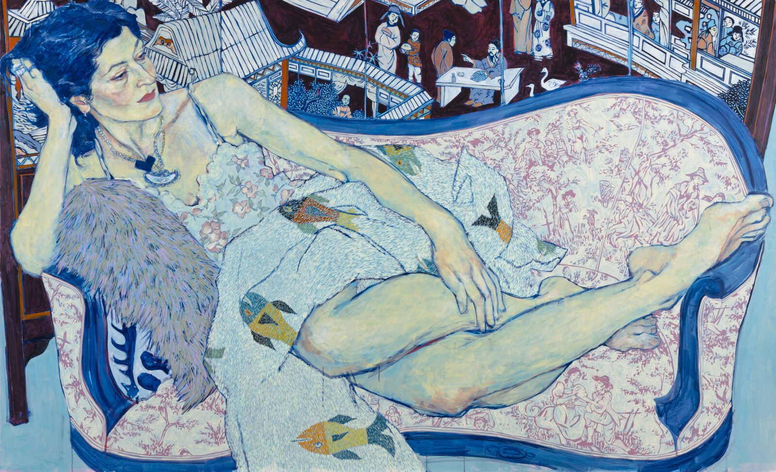 A painting of a reclining woman